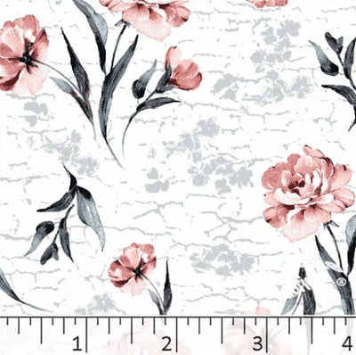 Salmon Rock Peonies Poly Cotton Fabric