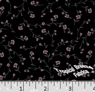 Grapemist Floral Linen Weave Poly Cotton Fabric