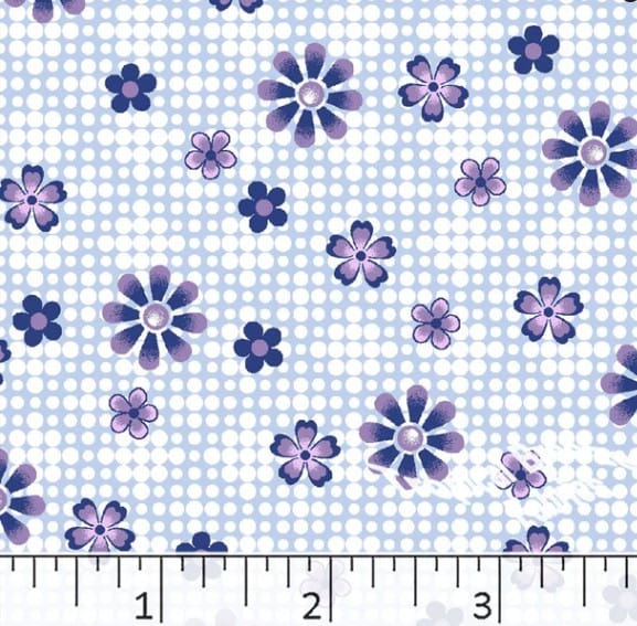 Purple Floral Dot Poly Cotton Fabric