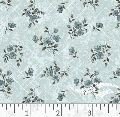 SeaFoam Flowers Poly Cotton Fabric