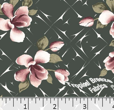 Forest Green Large Floral Poly Cotton Fabric