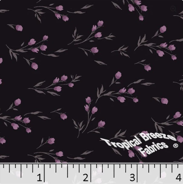Lilac Floral Poly Cotton Dress Fabric