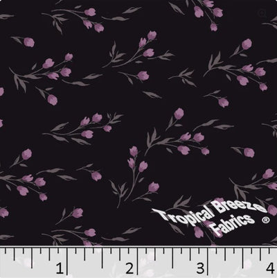Lilac Floral Poly Cotton Dress Fabric