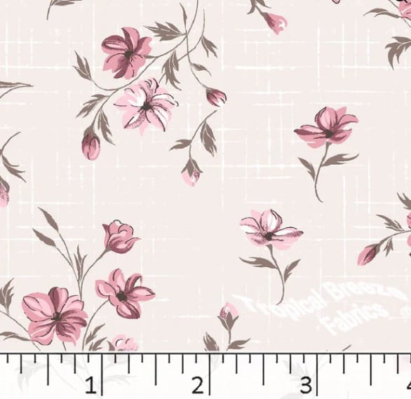 Rose Floral Poly Cotton Dress Fabric