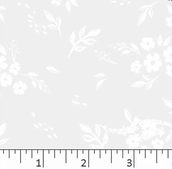 White on White Flowers Poly Cotton Dress Fabric