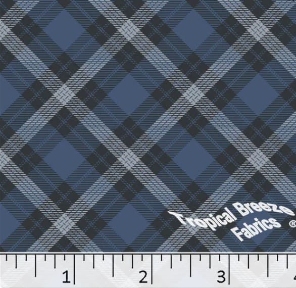 Dark Blue Diagonal Plaid Poly Cotton Dress Fabric
