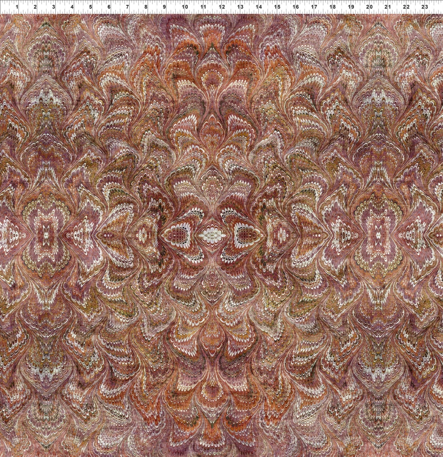 In the Beginning Carpet Bag Romance Marble Quilting Cotton Fabric- Red