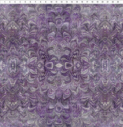 In the Beginning Carpet Bag Romance Marble Quilting Cotton Fabric- Purple