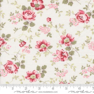 Moda Fabrics A Very Sweet Christmas Christmas Rose Florals Quilting Cotton Fabric- Snow