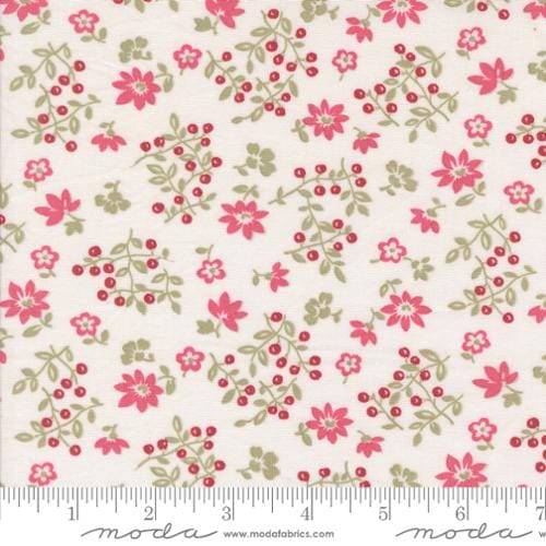 Moda Fabrics A Very Sweet Christmas Vintage Berries Small Floral Quilting Cotton Fabric- Snow