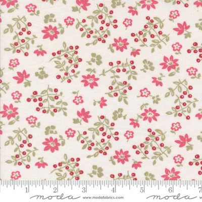 Moda Fabrics A Very Sweet Christmas Vintage Berries Small Floral Quilting Cotton Fabric- Snow