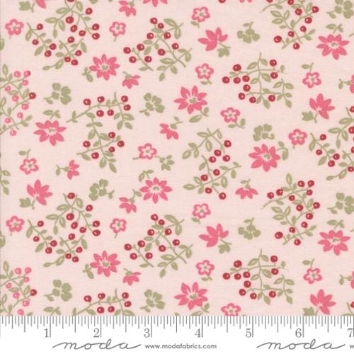Moda Fabrics A Very Sweet Christmas Vintage Berries Small Floral Quilting Cotton Fabric- Blush