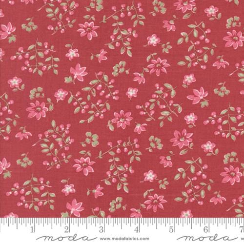 Moda Fabrics A Very Sweet Christmas Vintage Berries Small Floral Quilting Cotton Fabric- Poinsettia