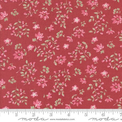 Moda Fabrics A Very Sweet Christmas Vintage Berries Small Floral Quilting Cotton Fabric- Poinsettia