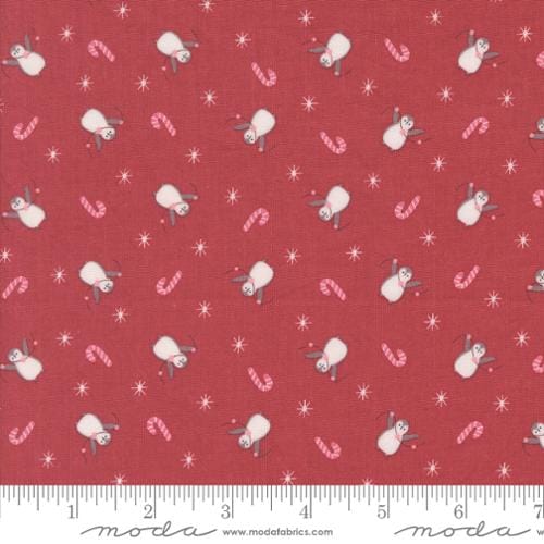 Moda Fabrics A Very Sweet Christmas Penguin Party Novelty Penguin Quilting Cotton Fabric- Poinsettia