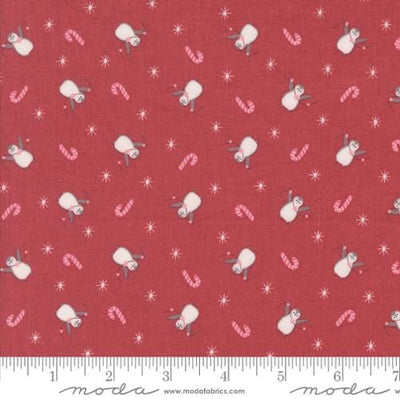 Moda Fabrics A Very Sweet Christmas Penguin Party Novelty Penguin Quilting Cotton Fabric- Poinsettia