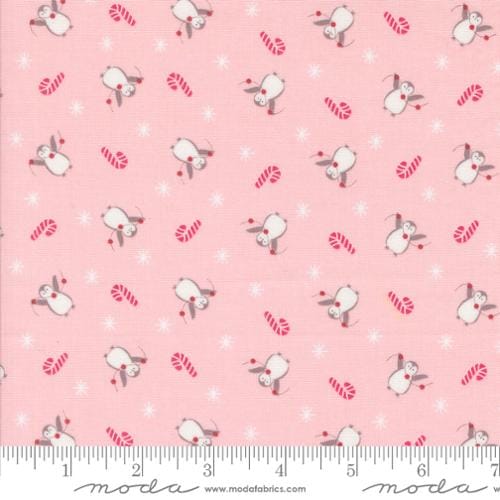 Moda Fabrics A Very Sweet Christmas Penguin Party Novelty Penguin Quilting Cotton Fabric- Pink