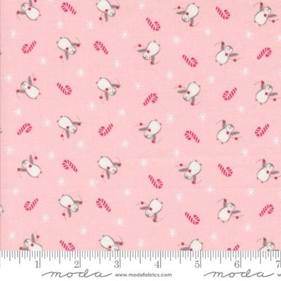 Moda Fabrics A Very Sweet Christmas Penguin Party Novelty Penguin Quilting Cotton Fabric- Pink