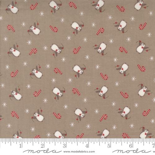 Moda Fabrics A Very Sweet Christmas Penguin Party Novelty Penguin Quilting Cotton Fabric- Stone