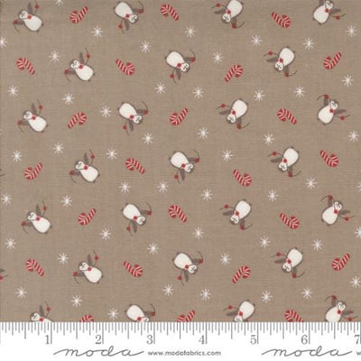 Moda Fabrics A Very Sweet Christmas Penguin Party Novelty Penguin Quilting Cotton Fabric- Stone