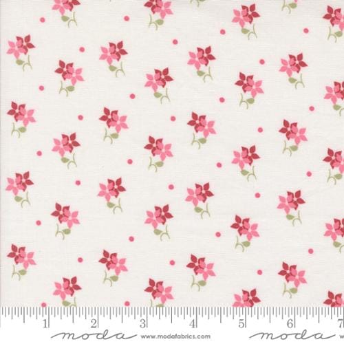 Moda Fabrics A Very Sweet Christmas Poinsettias Small Floral Dots Quilting Cotton Fabric- Snow