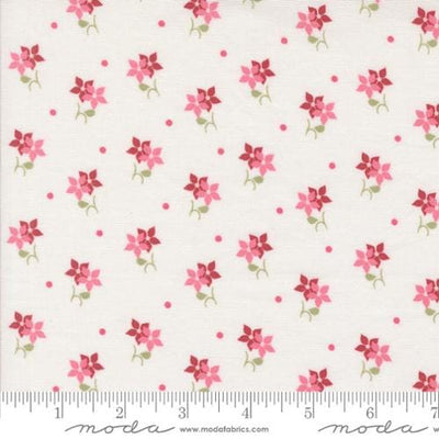 Moda Fabrics A Very Sweet Christmas Poinsettias Small Floral Dots Quilting Cotton Fabric- Snow