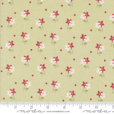 Moda Fabrics A Very Sweet Christmas Poinsettias Small Floral Dots Quilting Cotton Fabric- Leaf