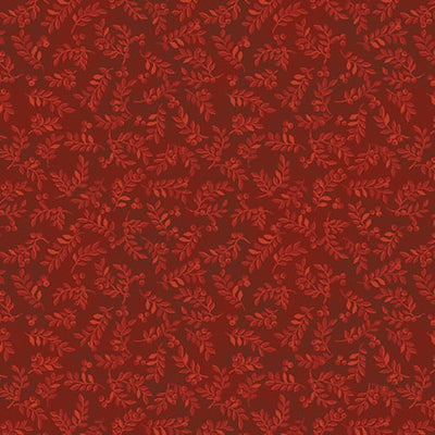 Benartex Sunflower Days Harvest Berry Leaves Quilting Cotton Fabric- Red