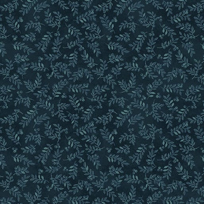 Benartex Sunflower Days Harvest Berry Leaves Quilting Cotton Fabric- Blue