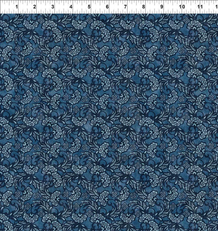 In the Beginning Carpet Bag Romance Tonal Quilting Cotton Fabric- Blue