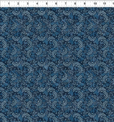 In the Beginning Carpet Bag Romance Tonal Quilting Cotton Fabric- Blue