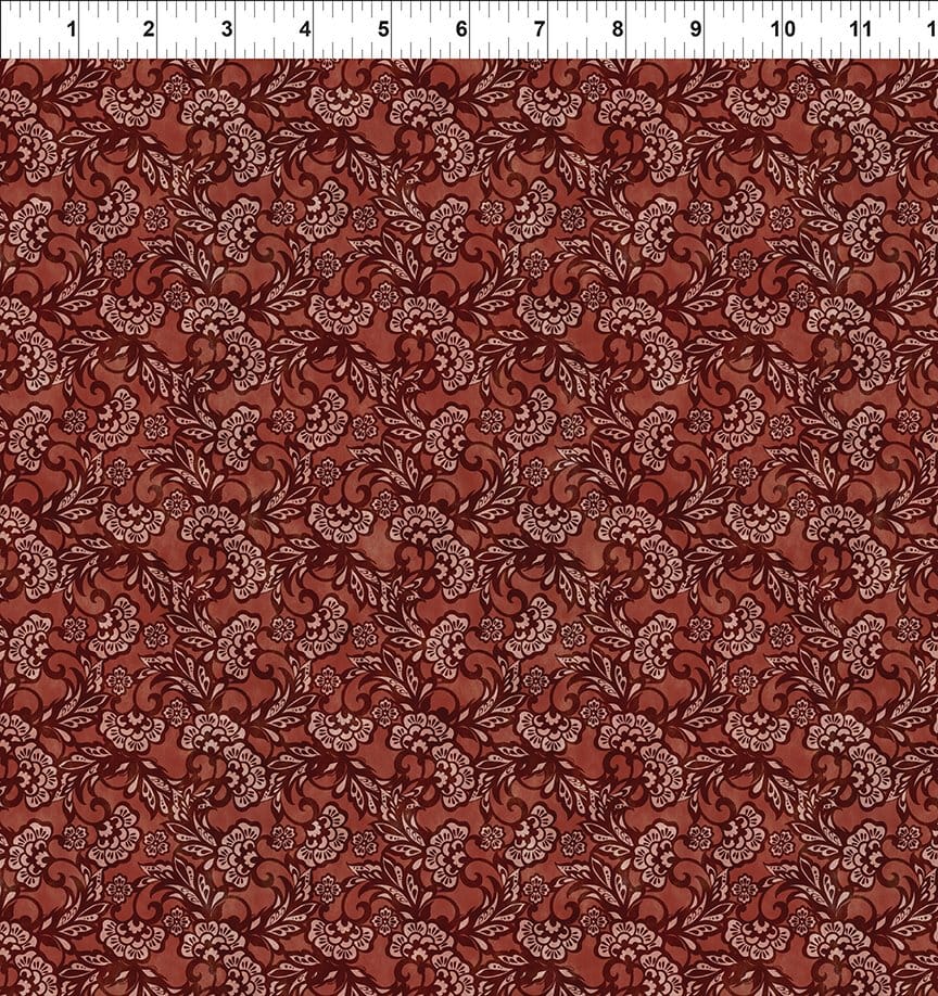 In the Beginning Carpet Bag Romance Tonal Quilting Cotton Fabric- Red