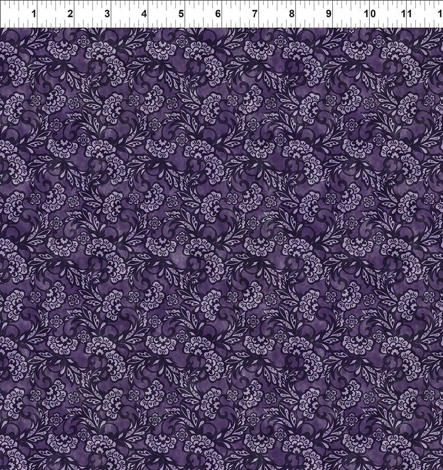 In the Beginning Carpet Bag Romance Tonal Quilting Cotton Fabric- Purple