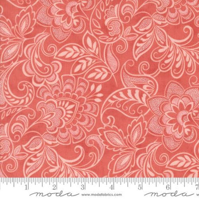 Moda Fabrics Muse Flourishing Florals Damask Quilting Cotton Fabric- Scarlet