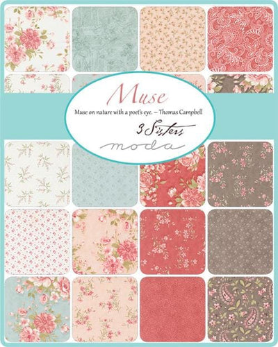 Moda Fabrics Muse Flower Silhouette Florals Dots Quilting Cotton Fabric- Porcelain