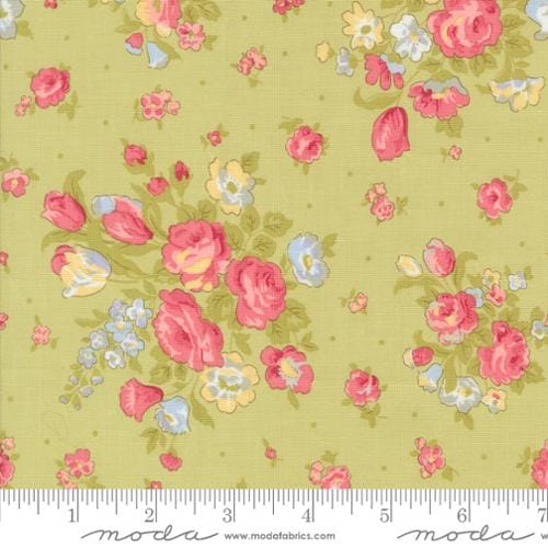 Moda Fabrics Memory Lane Main Floral Florals Quilting Cotton Fabric- Leaf