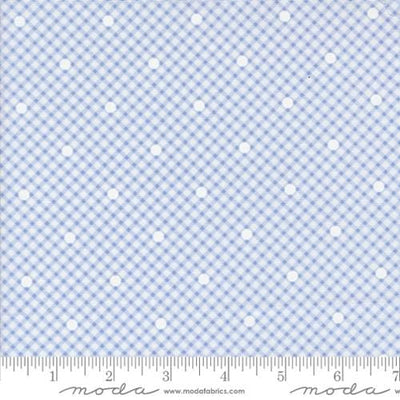 Moda Fabrics Memory Lane Gingham and Dots Checks and Plaids Quilting Cotton Fabric- Blue