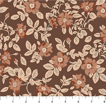 Figo Fabrics Charmwood Floral Quilting Cotton Fabric- Cocoa