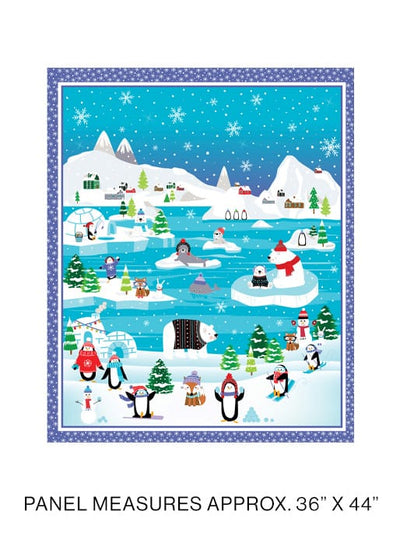 Benartex Snow Place Like Home Snow Fun Panel Quilting Cotton Fabric- Multi