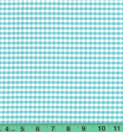 1/8" Aqua Checkered Yarn Dyed Poly Cotton Fabric