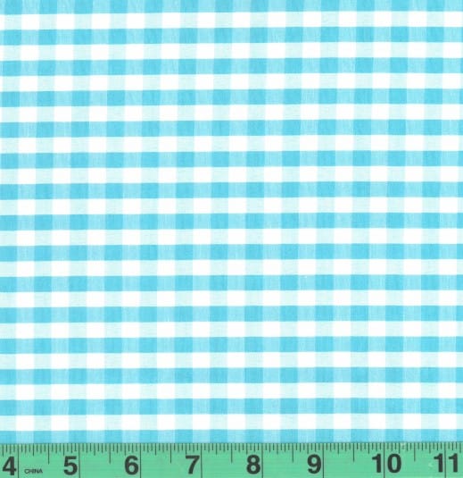 1/4" Aqua Checkered Yarn Dyed Poly Cotton Fabric