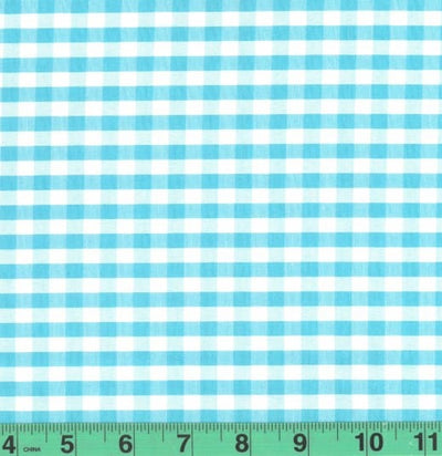 1/4" Aqua Checkered Yarn Dyed Poly Cotton Fabric