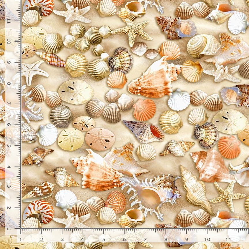 Timeless Treasures Beachcomber Shells Quilting Cotton Fabric- Multi