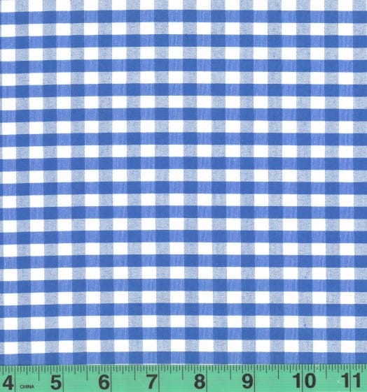 1/4" Blue Checkered Yarn Dyed Poly Cotton Fabric