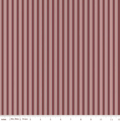 Riley Blake A Walk on the Prairie Stripes Quilting Cotton Fabric- Marsala