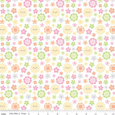 Riley Blake Bundle of Joy Blossoms Quilting Cotton Fabric- White