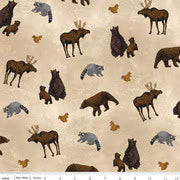 Riley Blake Pine Grove Animal Toss Quilting Cotton Fabric- Putty