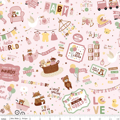 Riley Blake Baby Girl Main Quilting Cotton Fabric- Pink