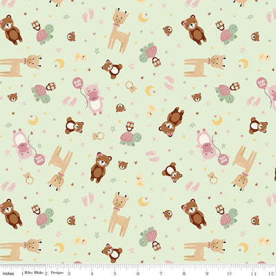 Riley Blake Baby Girl Animals Quilting Cotton Fabric- Mint