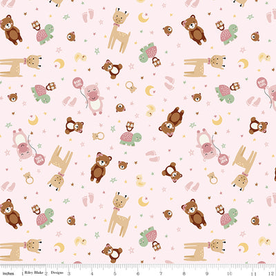 Riley Blake Baby Girl Animals Quilting Cotton Fabric- Pink